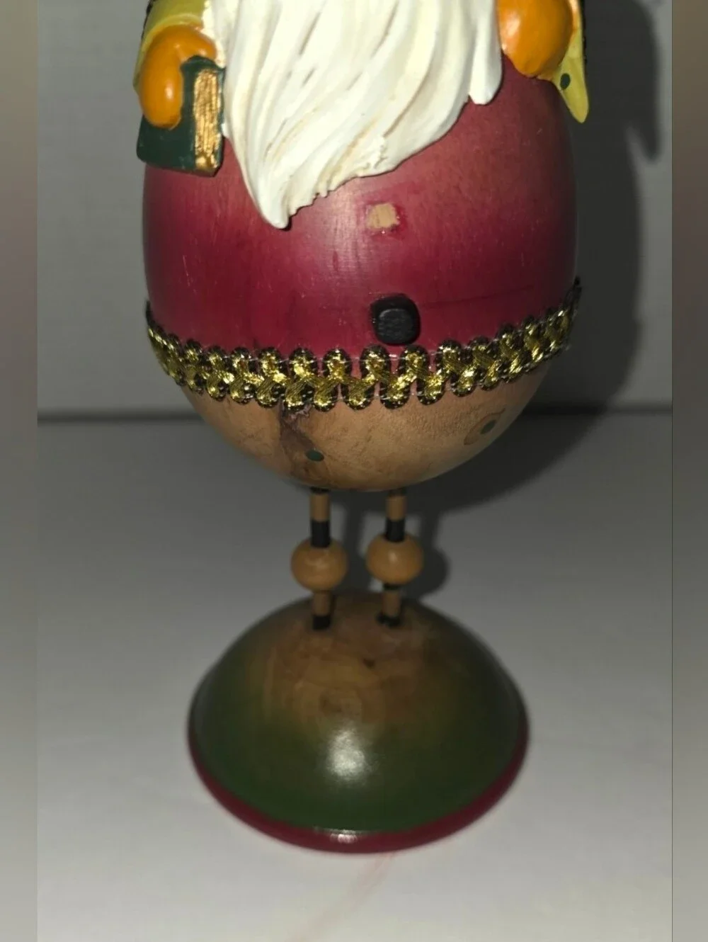 Santa Wooden Egg Shape Body Christmas Holiday Decor Rare Beauty Unique